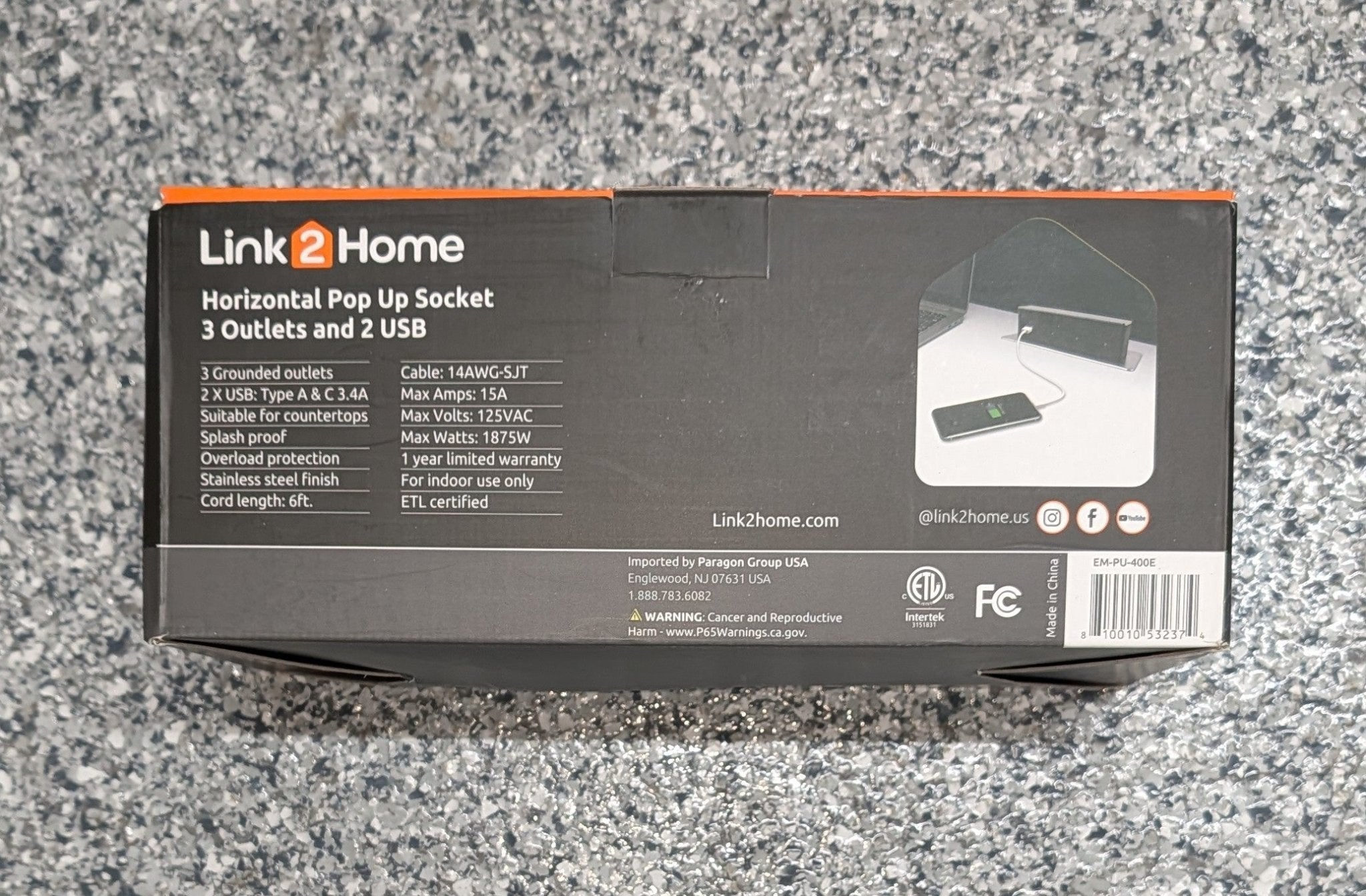 3 - Outlets Space Saver Pop Up Socket, Receptacle Power Cover Box with USB, Type - C Fast Charge, Splash Resistant - Stu's Home Improvement Outlet