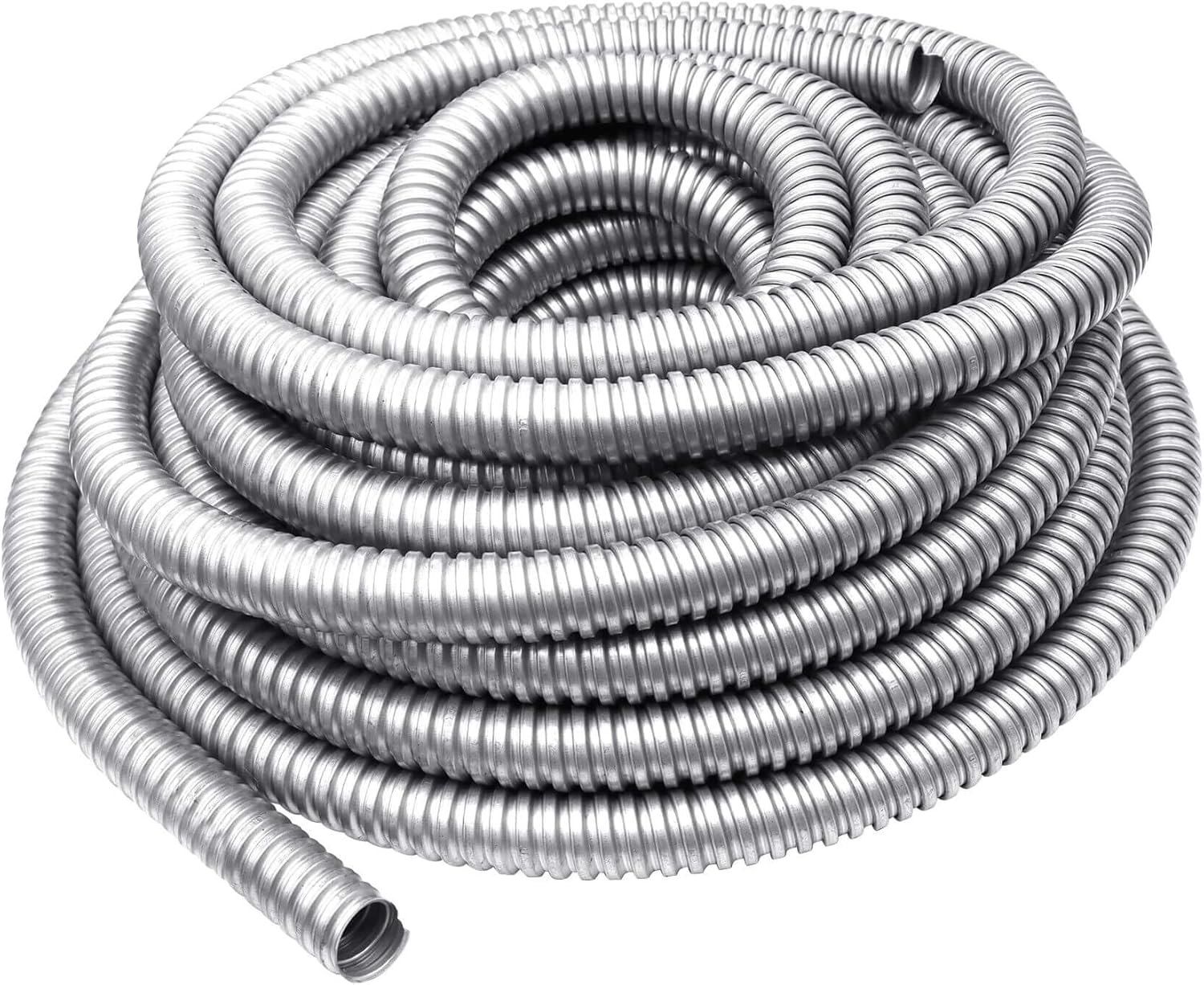 50 ft 1/2 Inch Reduced Wall Flexible Metal Conduit, Galvanized Steel Outdoor Electrical Conduit for Greenfield Wiring, Cable Management