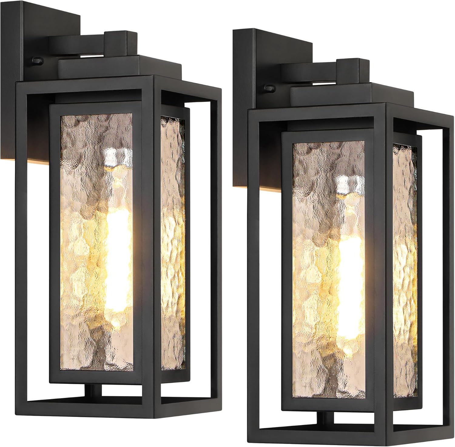 Water Ripple Outdoor Wall Lantern, Exterior Porch Light Fixture Black, 2 Pack Waterproof Wall Lights Fixture, Outside Garage Sconce Lighting, Porch Light Fixture, Mount Lamp, for Patio Outdoor Indoor - Stu's Home Improvement Outlet