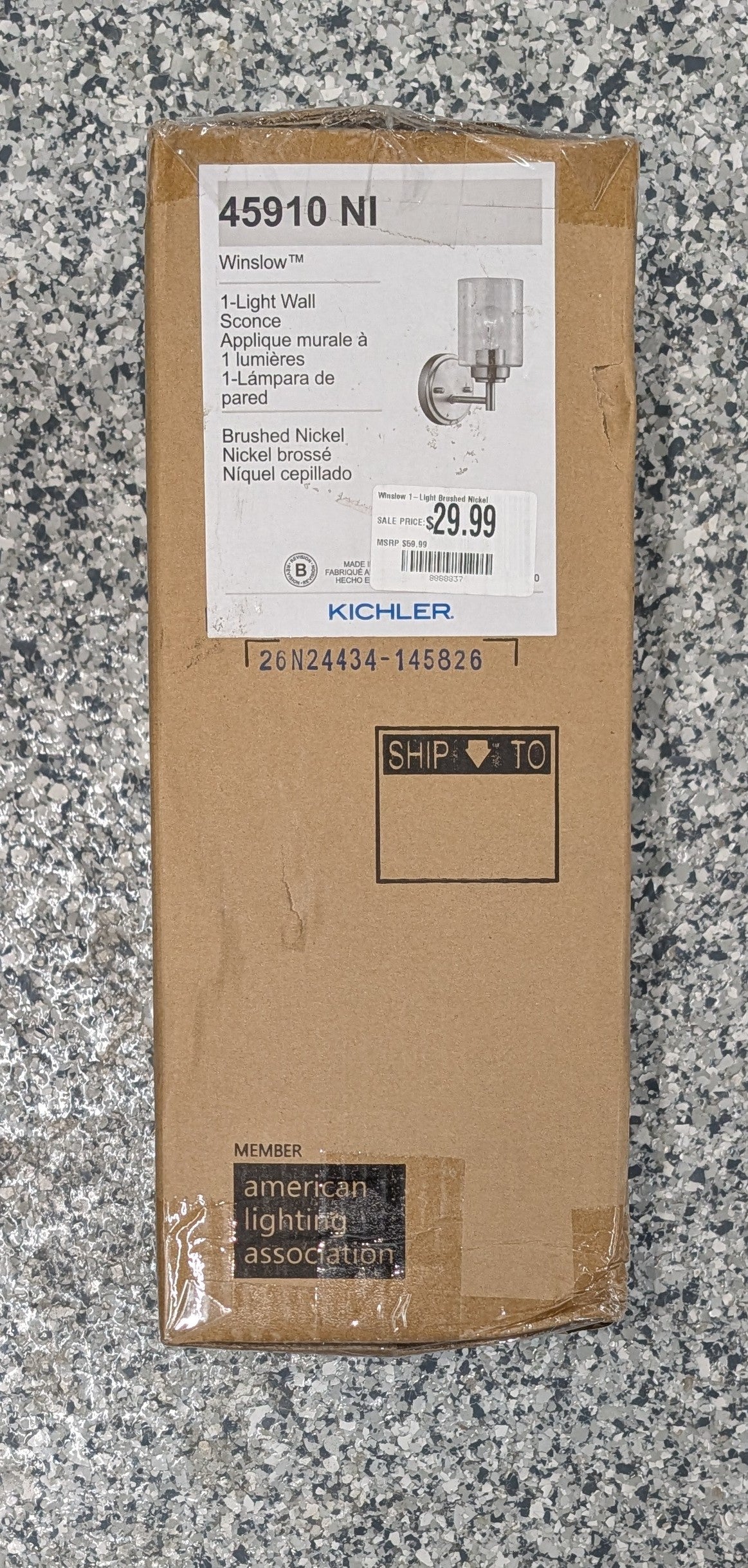 Winslow 1-Light Brushed Nickel Bathroom Indoor Wall Sconce Light with Clear Seeded Glass Shade