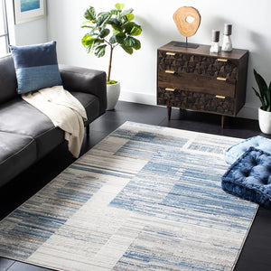 SAFAVIEH Shivan Collection 4' x 6' Ivory/Blue SHV198M Modern Abstract Non - Shedding Entryway Living Room Foyer Bedroom Accent Rug - Stu's Home Improvement Outlet