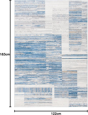 SAFAVIEH Shivan Collection 4' x 6' Ivory/Blue SHV198M Modern Abstract Non - Shedding Entryway Living Room Foyer Bedroom Accent Rug - Stu's Home Improvement Outlet