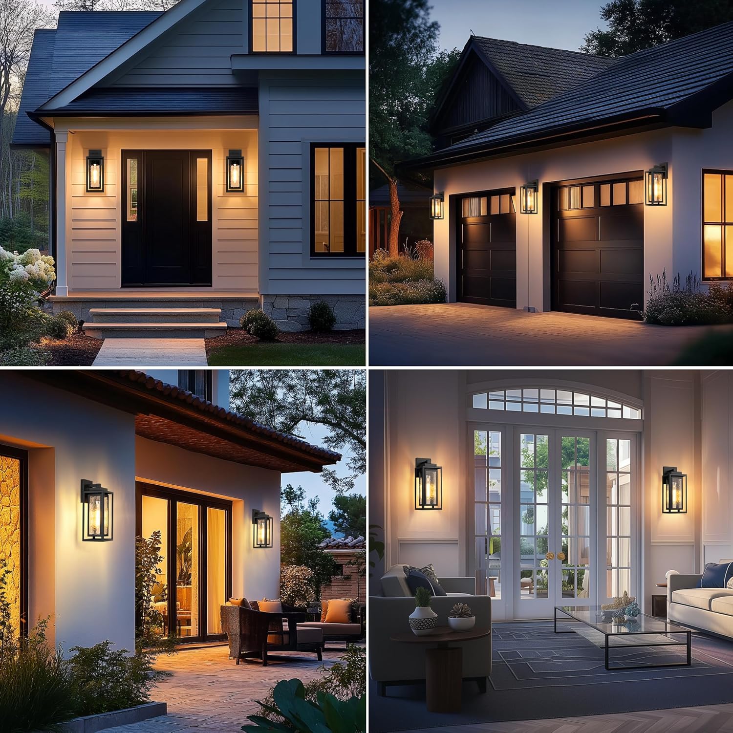 Water Ripple Outdoor Wall Lantern, Exterior Porch Light Fixture Black, 2 Pack Waterproof Wall Lights Fixture, Outside Garage Sconce Lighting, Porch Light Fixture, Mount Lamp, for Patio Outdoor Indoor - Stu's Home Improvement Outlet