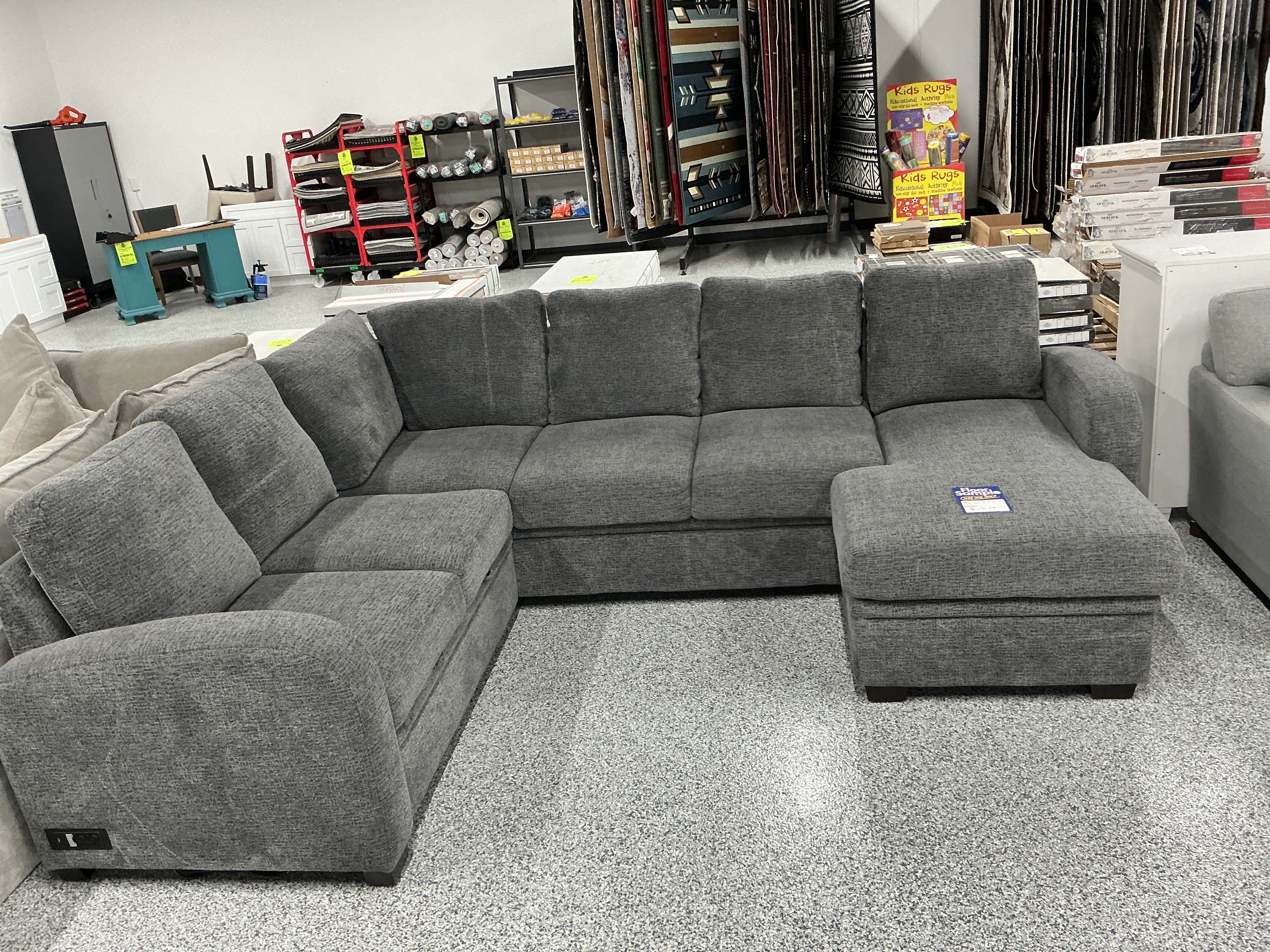 Coddle Aria Fabric Sleeper Sofa with Reversible Chaise and Storage, Gray