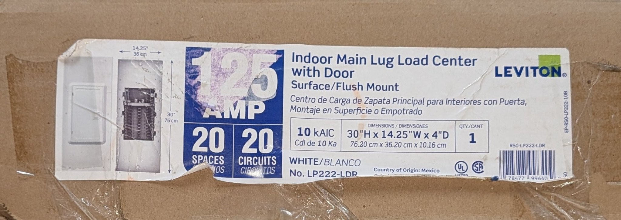125A Amp 20 - Space Indoor Load Center with Main Lugs - Stu's Home Improvement Outlet