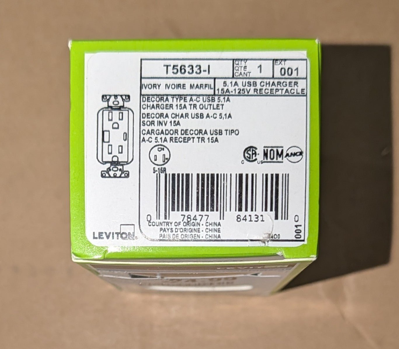 15 Amp Decora Tamper - Resistant Duplex Outlet with Type A and C USB Charger, Ivory T5633 - I - Stu's Home Improvement Outlet