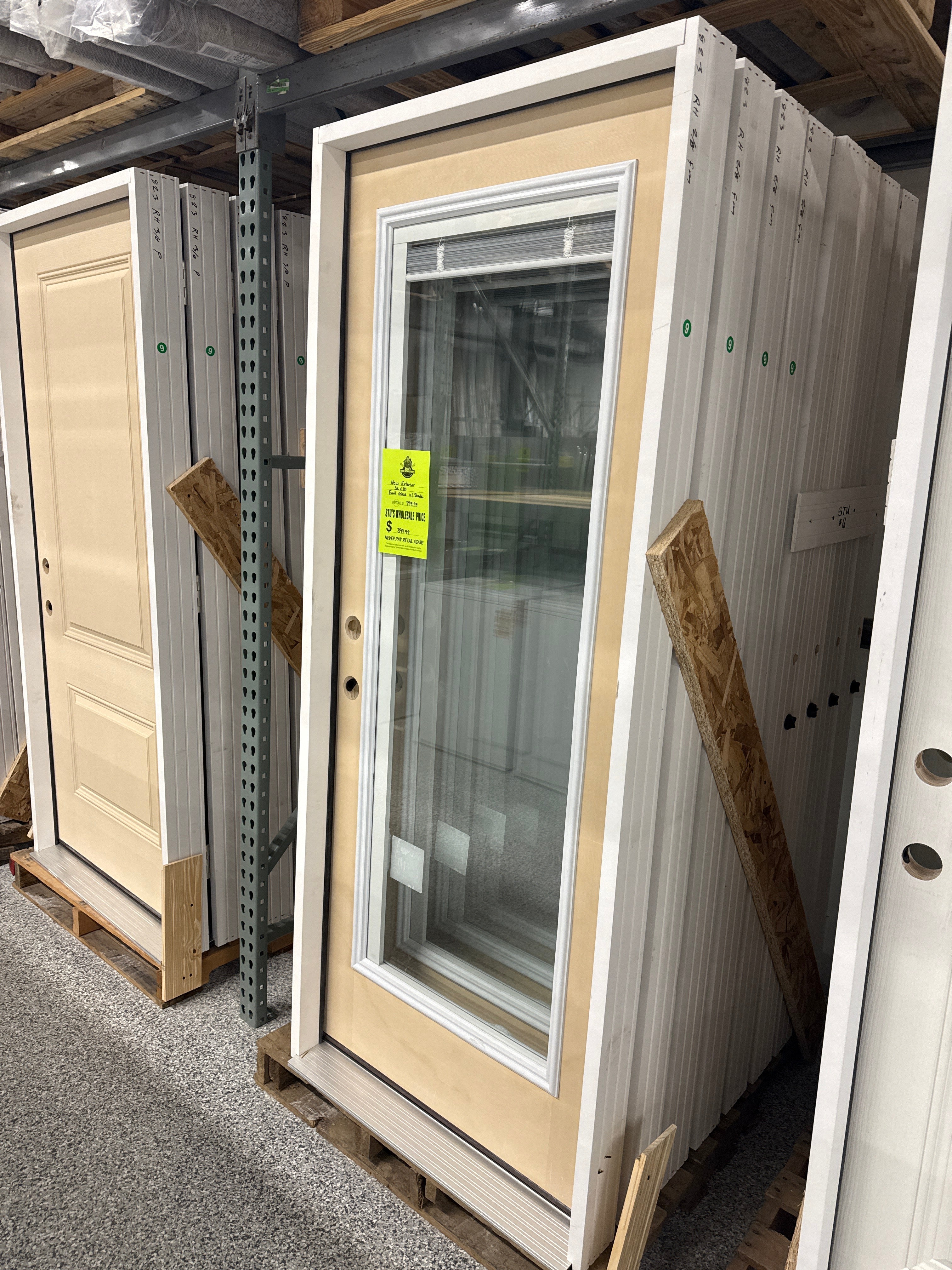 32" or 36” Exterior Door with Full Glass w/ Blinds
