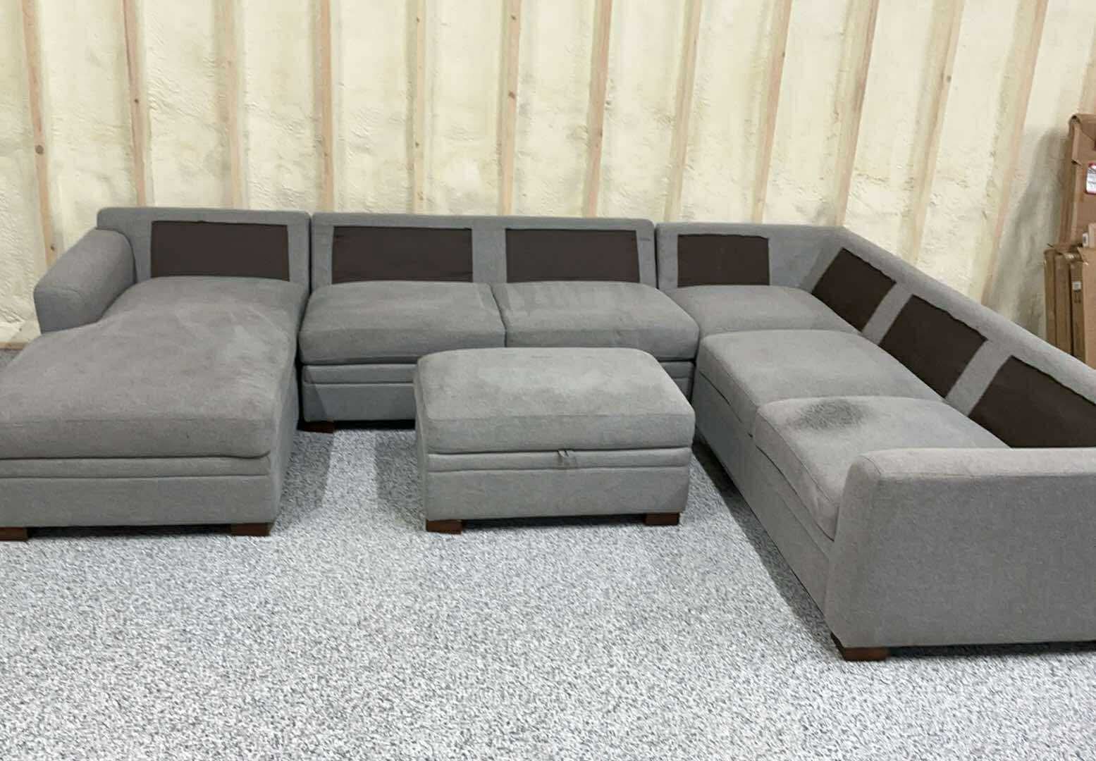 4 Piece Sectional Fabric with Storage No Back Cushions Gray