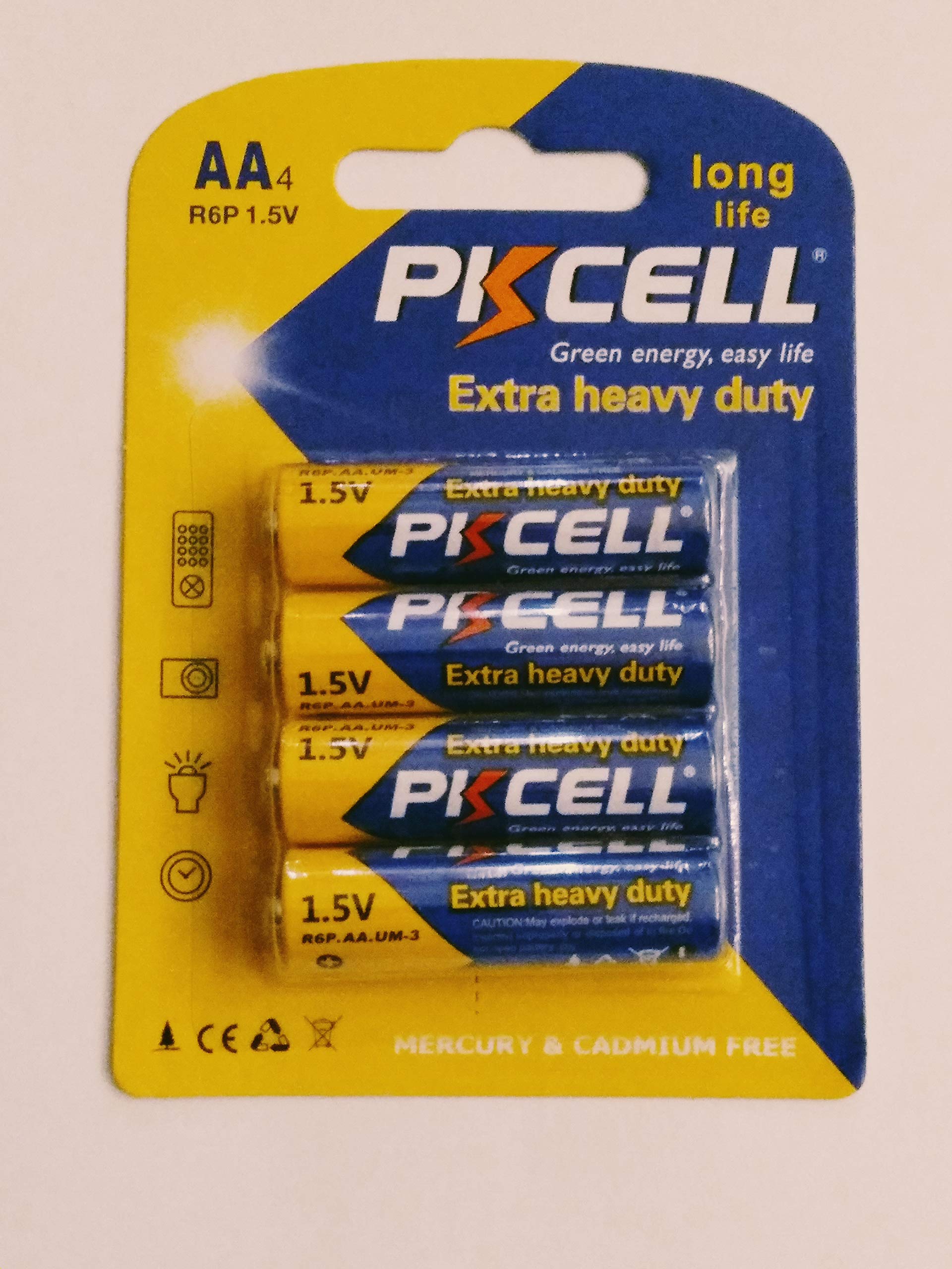PKCELL AA 1.5V Extra Heavy Duty Batteries – 4 Pack