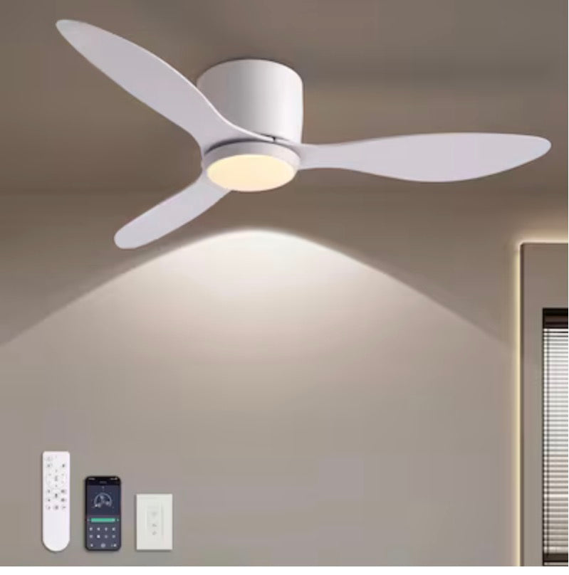 SILJOY Flush mount Ceiling Fan with Light and Remote Control Include