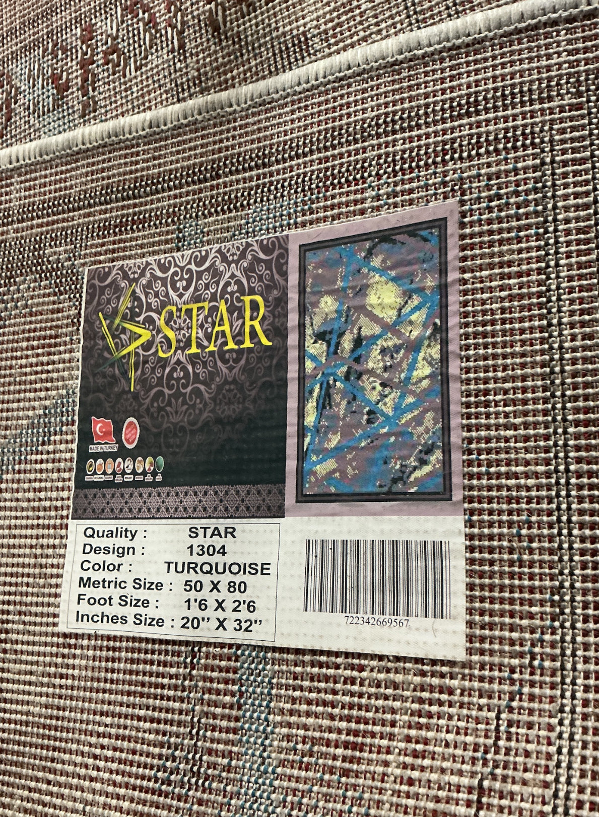 Star 1304 Turquoise 1 ft 6 in x 2 ft 6 in rug