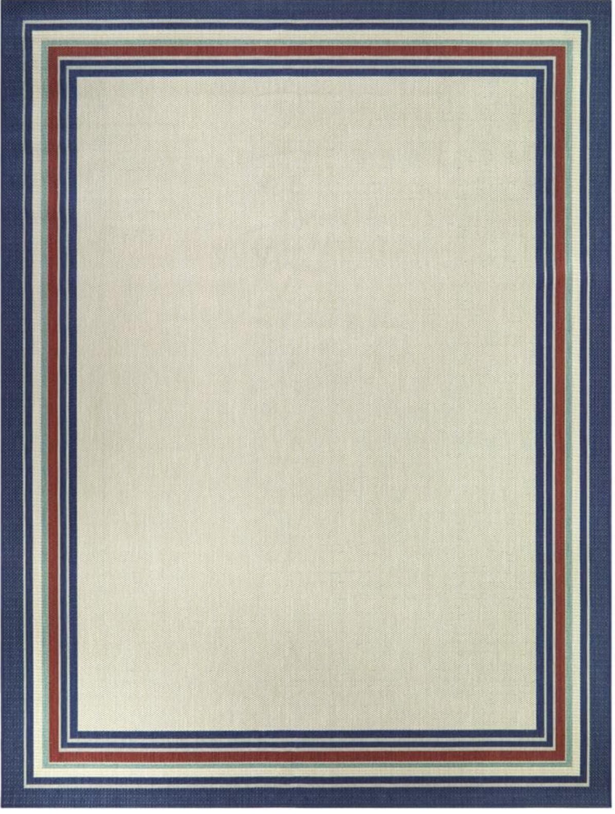 Multi - Colored 8 ft. x 10 ft. Striped Border Indoor/Outdoor Area Rug - Stu's Home Improvement Outlet