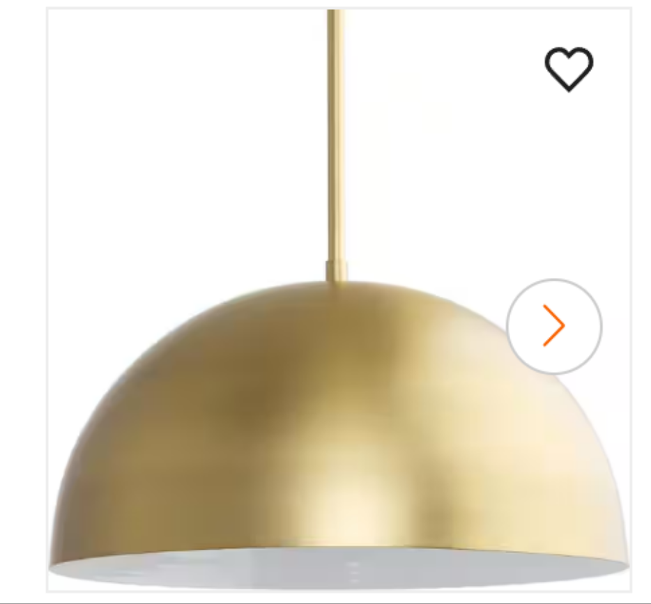 Perimeter Collection 15-3/4 in. 1-Light Brushed Gold Mid-Century Modern Pendant with metal Shade