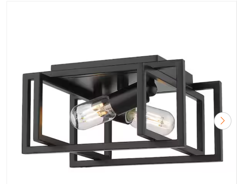 Tribeca 11.5in. 2-Light Black With Black Flush Mount Ceiling Light