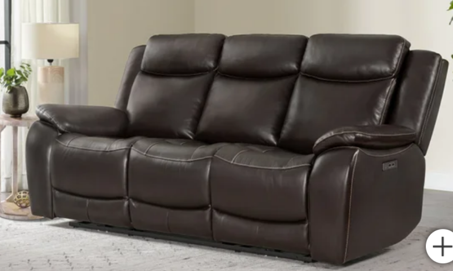 Harvey Leather Power Reclining Sofa with Power Headrests