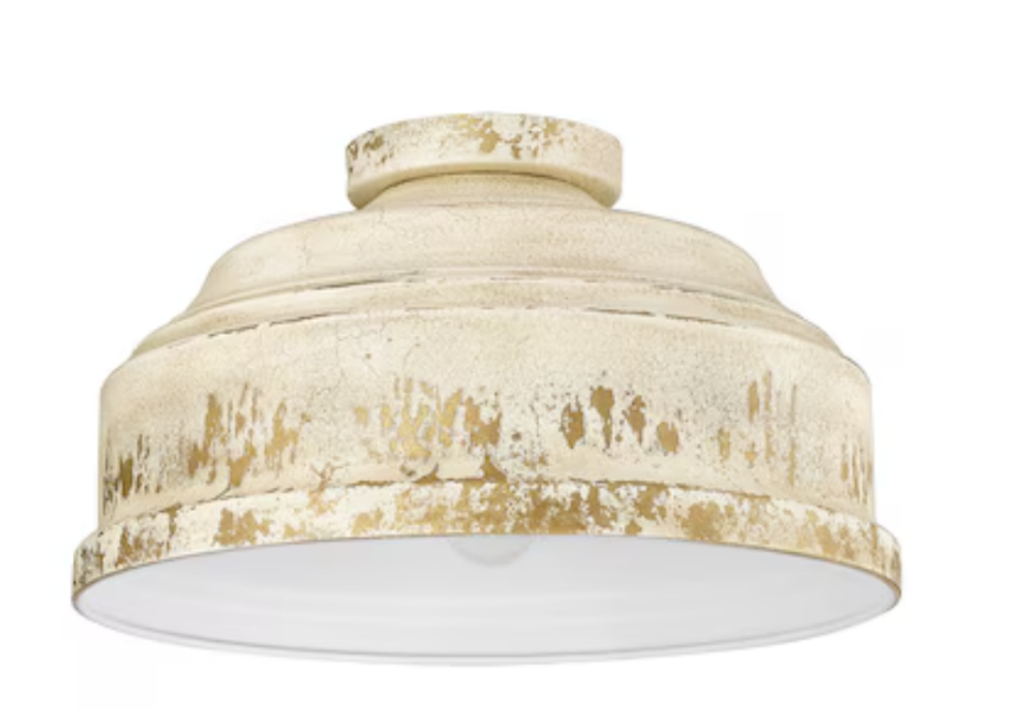 Keating 13.75 in. 3 Light Antique Ivory Flush Mount Ceiling Light