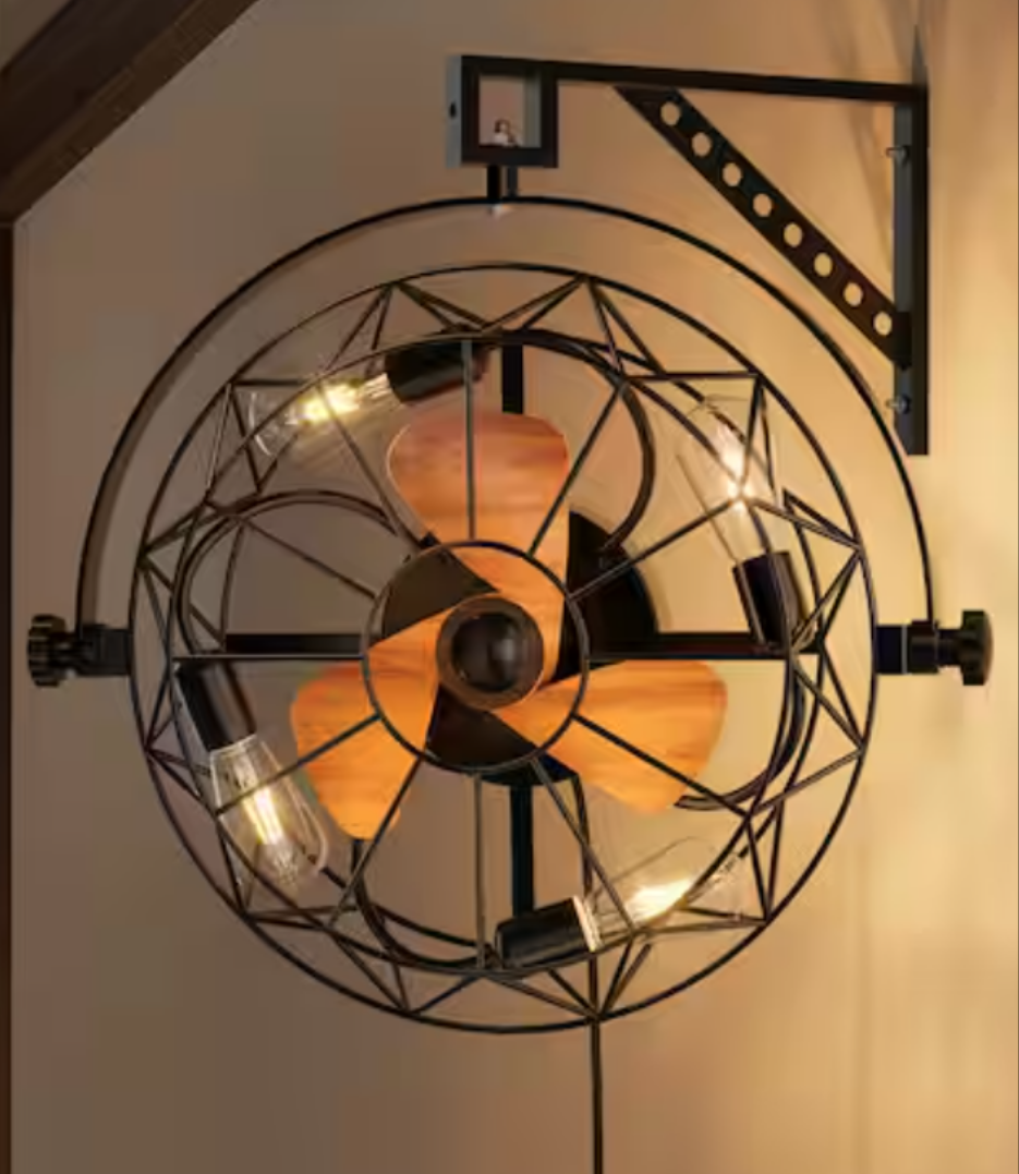 Indoor Black Low Profile Caged Ceiling Fan