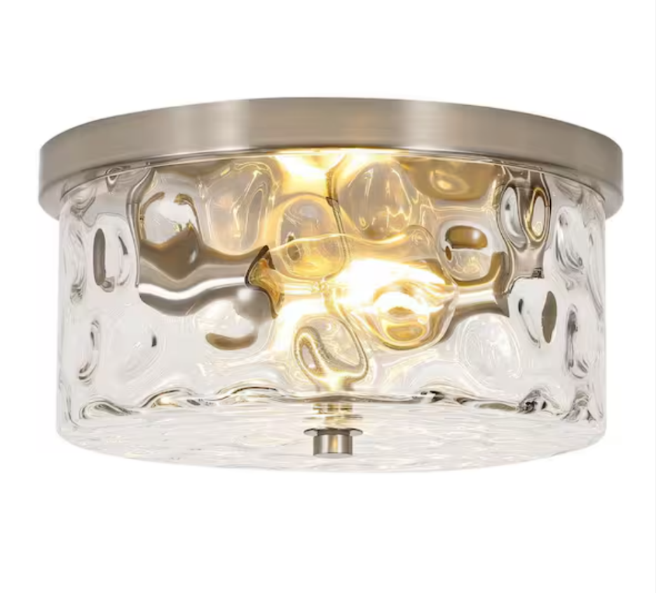 12in. 2-LIGHT BRUSHED NICKLE FLUSHED MOUNT CEILING LIGHTING