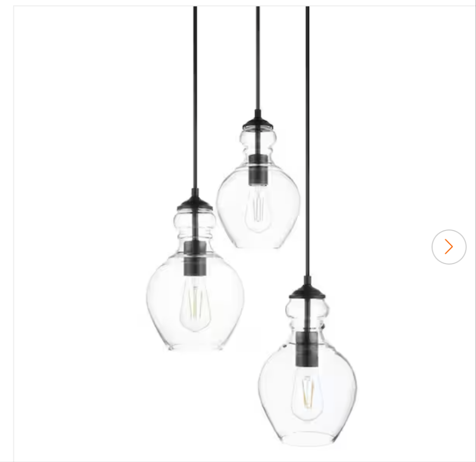 Bakerston 3-Light Matte Black Hanging Pendant Lights