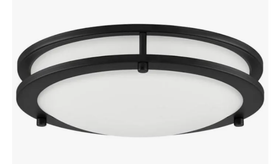 12IN. 1-LIGHT MATTE BLACK FARMHOUSE FLUSH MOUNT CEILING LIGHT