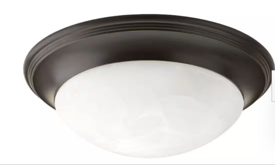 Alabaster Glass Collection 1-Light Antique Bronze Flush Mount
