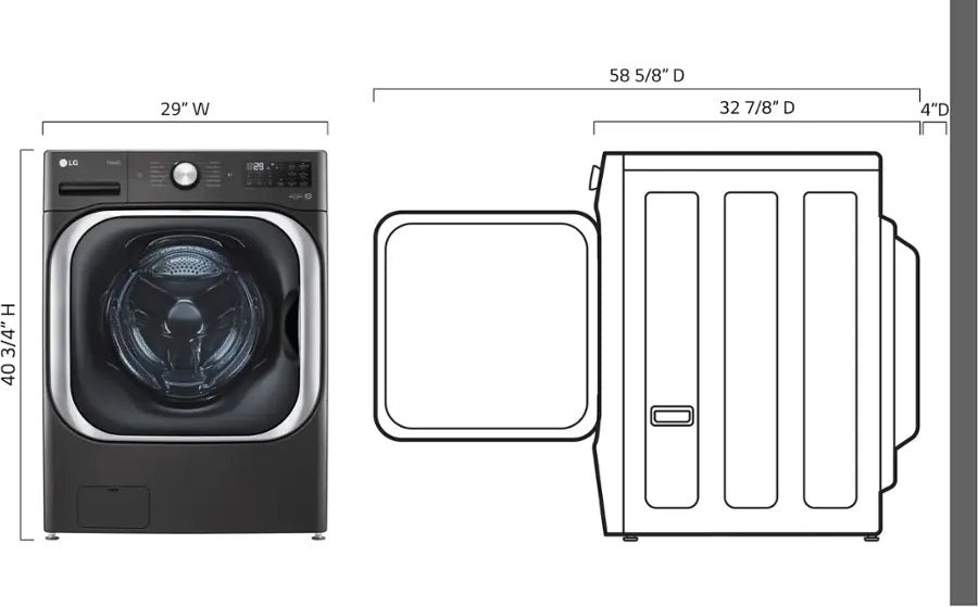 LG TurboWash High Efficiency Stackable Steam Cycle Smart Compatible Extra Large Front-Load Washer ( Black Steel ) ENERGY STAR