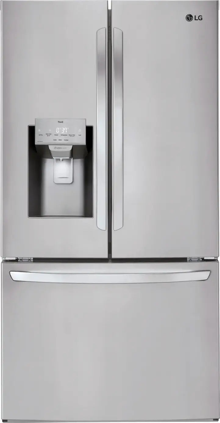 LG Standard-Depth 27.7-cu ft 3 -Door Smart Compatible French Door Refrigerator with Ice Maker with Water and Ice Dispenser ( Printproof Stainless Steel ) ENERGY STAR Certified