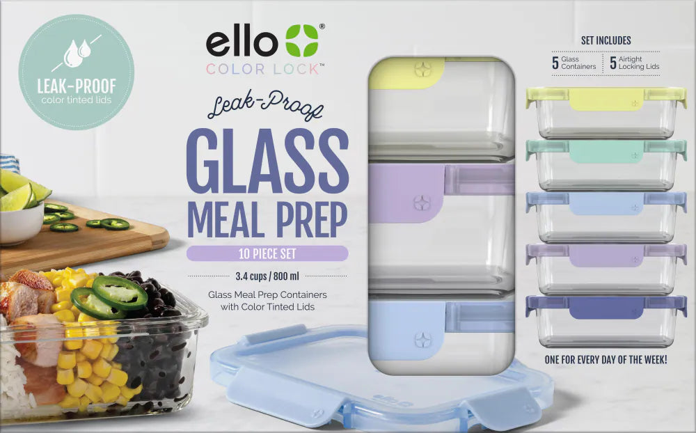 Ella 10 piece meal prep glass set