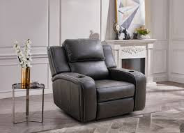 Matteus Fabric Power Recliner with Power Headrest, Cup Holders & USB – Dark Gray