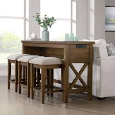 Lathan Sofa Table with 3 Stools – Walnut Finish