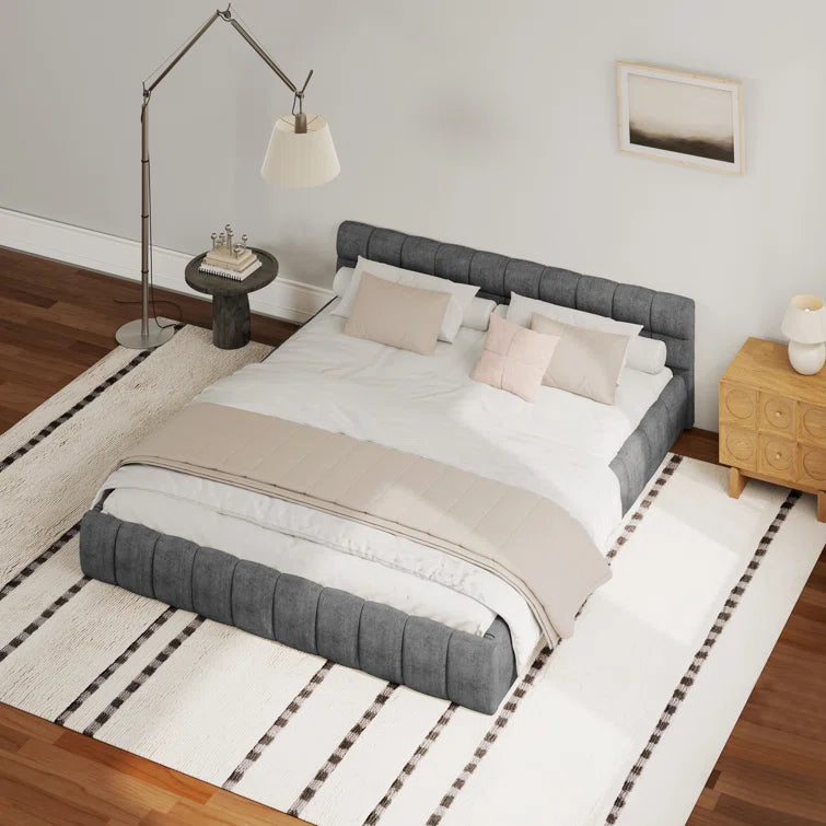 Chenille Upholstered Bed Frame With Headboard