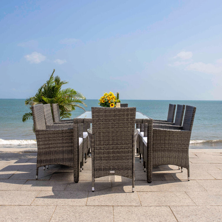 Hailee 8 - Person Wicker Patio Dining Set with Rectangular Table , Cushions Included