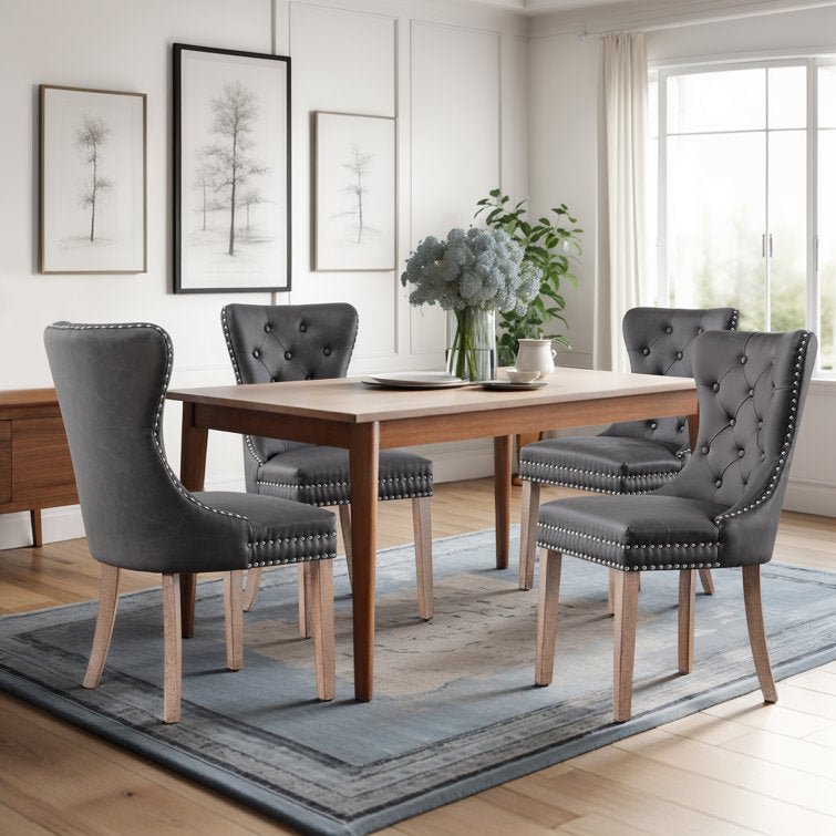 Senetria Faux Leather Wing Back Dining Chairs - Stu's Home Improvement Outlet