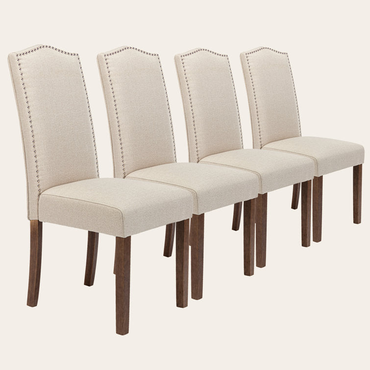 Behare Linen Full Back Side Chair Dining Chair with Nailhead Trim (Set of 2)