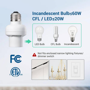 120 - Volt Remote Control Light Bulb Socket w/ Wall Mounted Wireless Controller, White (1 Wall Switch Plus 1 Socket) - Stu's Home Improvement Outlet
