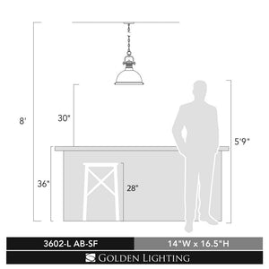 Duncan AB 1 - Light Aged Brass Pendant with Seafoam Shade - Stu's Home Improvement Outlet