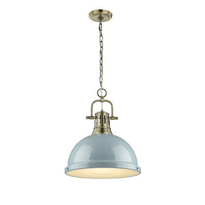 Duncan AB 1 - Light Aged Brass Pendant with Seafoam Shade - Stu's Home Improvement Outlet
