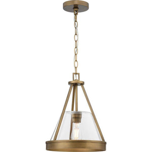 Aleswith Collection 60 - Watt 12 in. 1 - Light Aged Bronze Pendant Light with Clear Glass Shade No Bulbs Included - Stu's Home Improvement Outlet