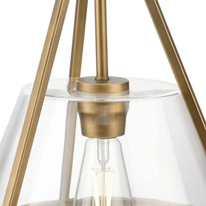 Aleswith Collection 60 - Watt 12 in. 1 - Light Aged Bronze Pendant Light with Clear Glass Shade No Bulbs Included - Stu's Home Improvement Outlet