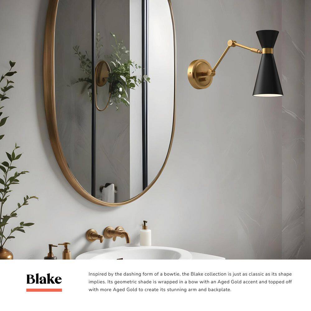 Blake 5 - in 1 Light 60 - Watt Aged Gold/Matte Black Vanity Light - Stu's Home Improvement Outlet