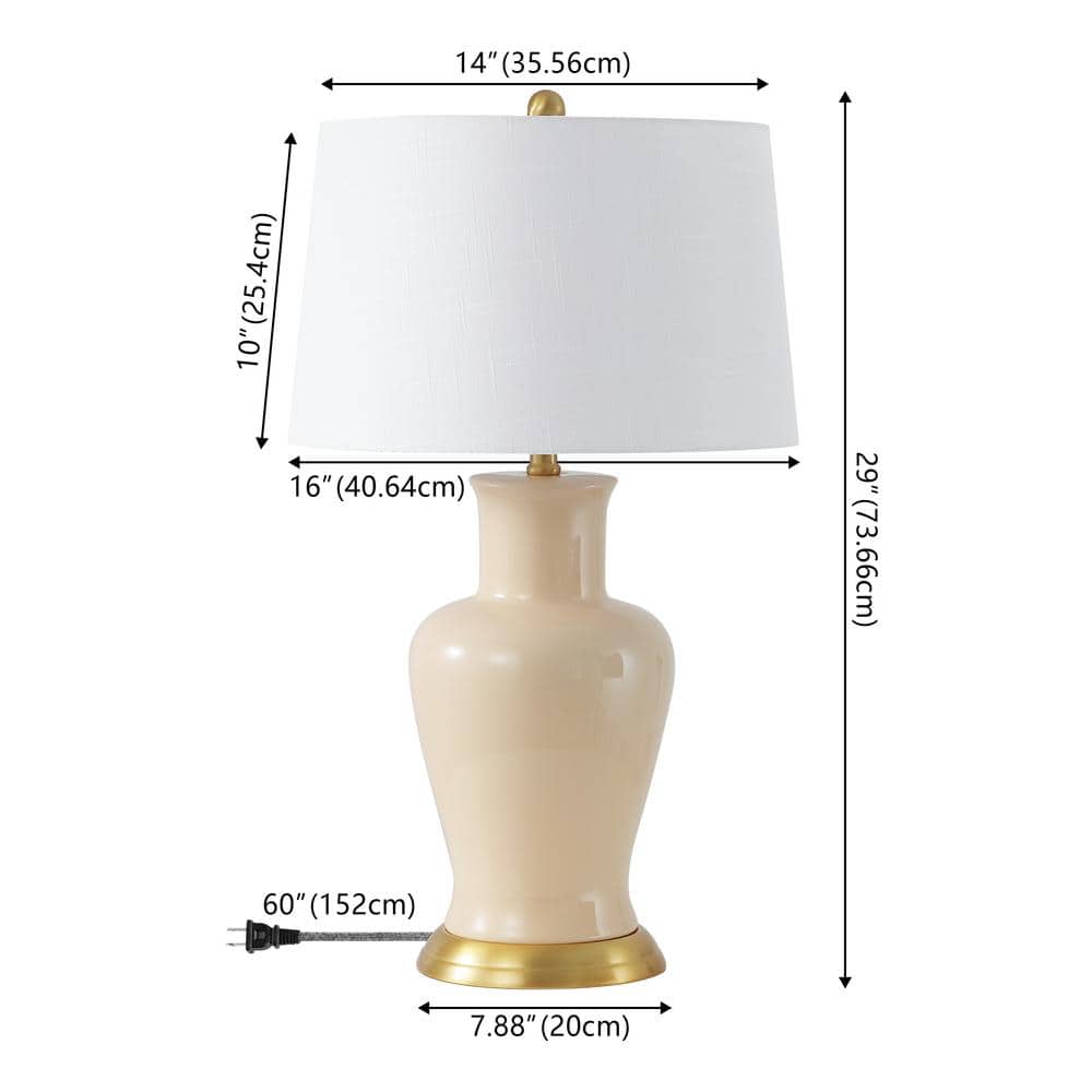 Julian 29 in. Traditional Classic Ceramic Urn LED Table Lamp, Almond - Stu's Home Improvement Outlet