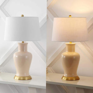 Julian 29 in. Traditional Classic Ceramic Urn LED Table Lamp, Almond - Stu's Home Improvement Outlet