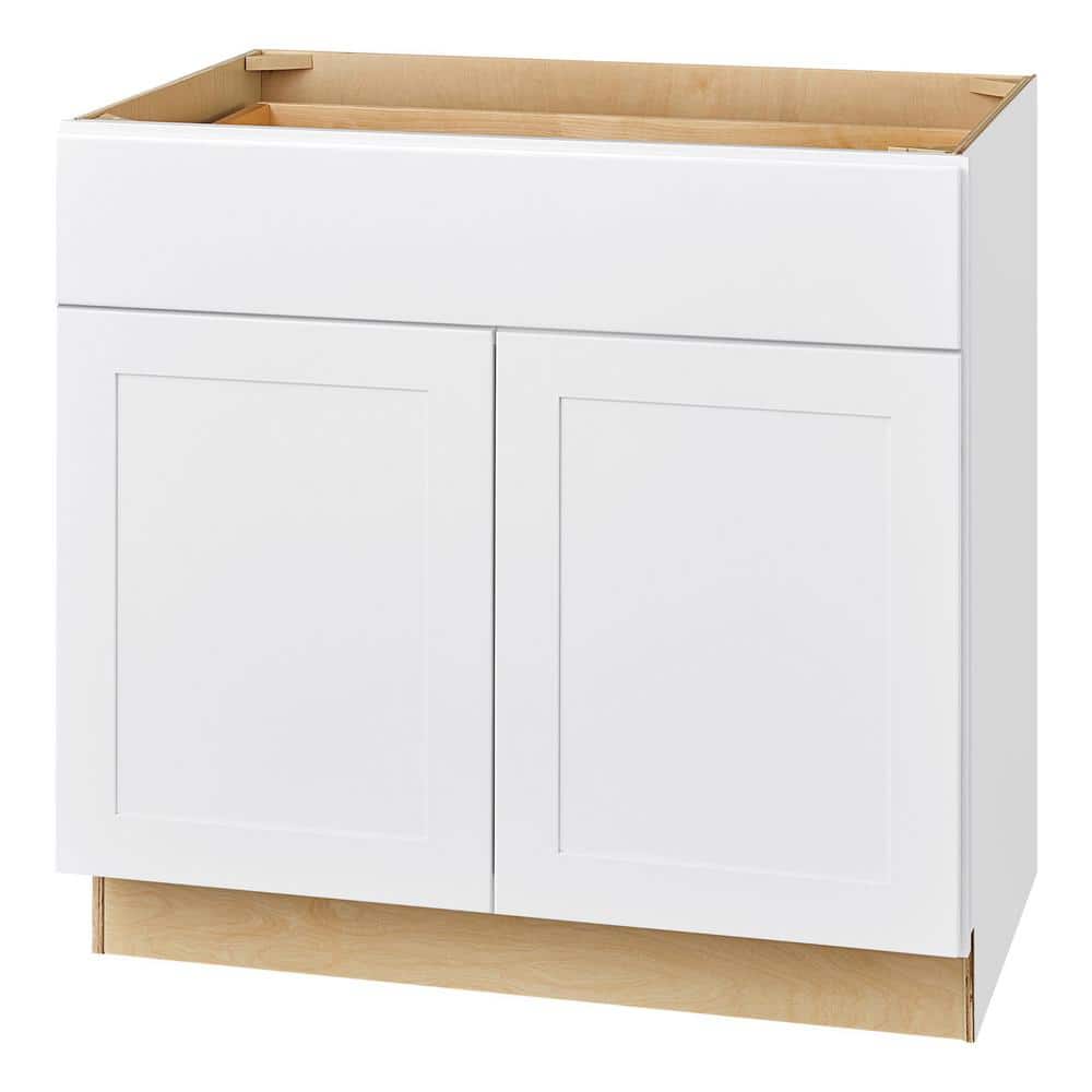 Avondale Shaker Alpine White Quick Assemble Plywood 36 in Base Kitchen Cabinet (36 in W x 24 in D x 34.5 in H) - Stu's Home Improvement Outlet