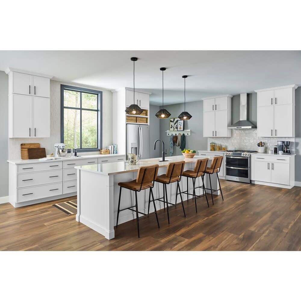 Leyton 30 in. Wx 24 in. D x 34.5 in. H Ready to Assemble Plywood Slim Shaker Drawer Base Kitchen Cabinet in Alpine White