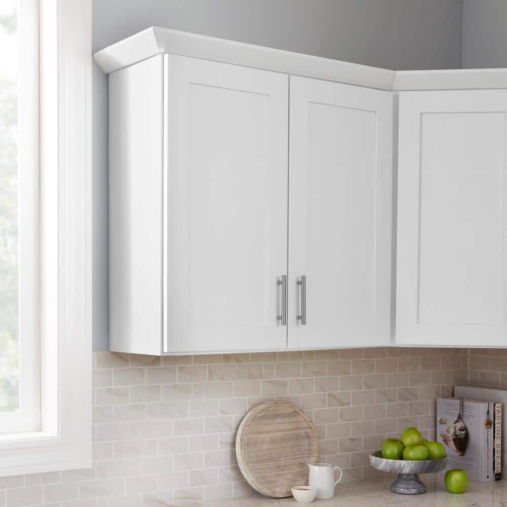 Hampton Bay Avondale 30 in. W x 12 in. D x 30 in. H Ready to Assemble Plywood Shaker Wall Kitchen Cabinet in Alpine White