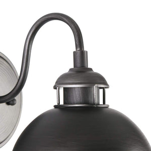 Modern Farmhouse 1 - Light Antique Brushed Black Wall Sconce with Metal Dome Shade - Stu's Home Improvement Outlet