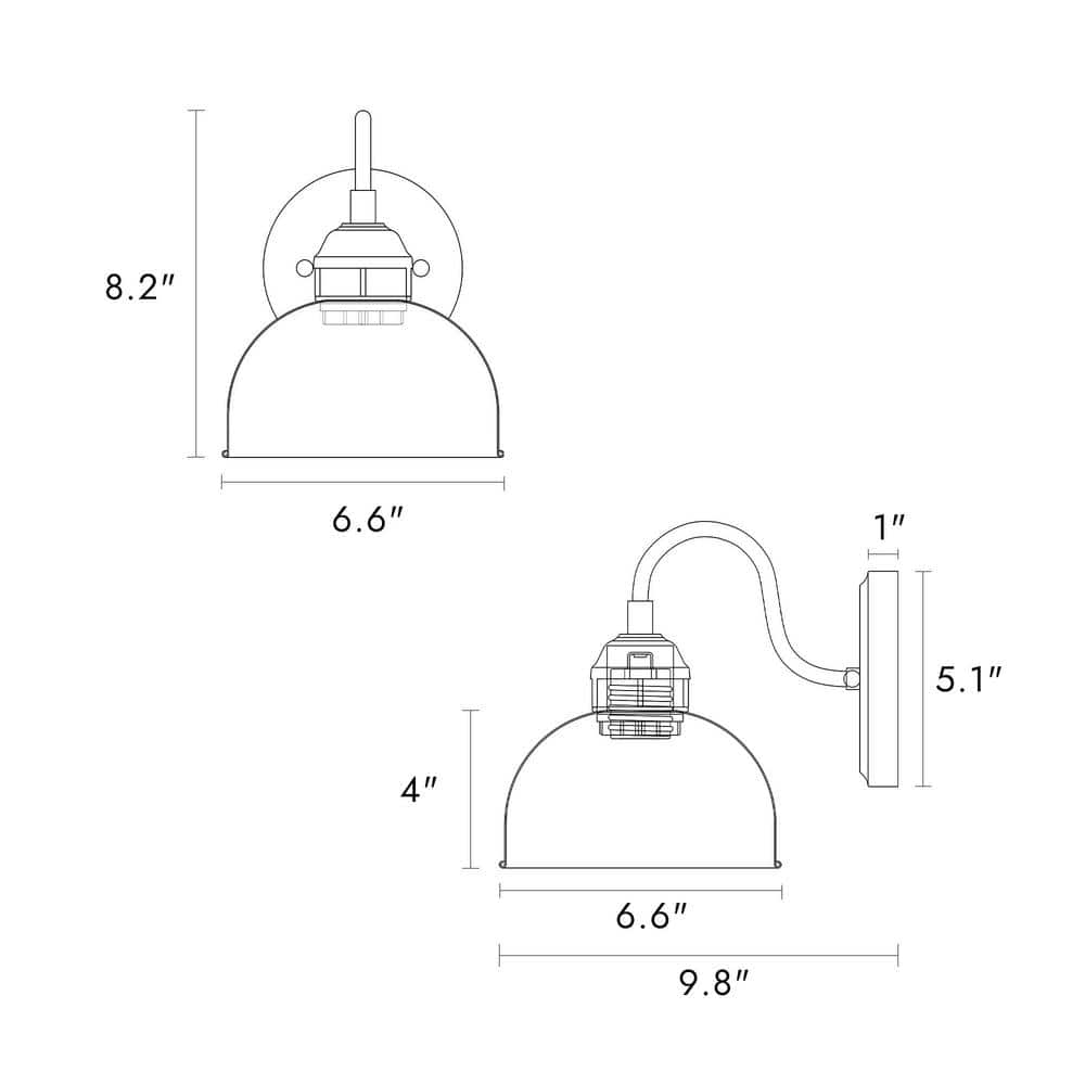 Modern Farmhouse 1 - Light Antique Brushed Black Wall Sconce with Metal Dome Shade - Stu's Home Improvement Outlet