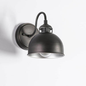 Modern Farmhouse 1 - Light Antique Brushed Black Wall Sconce with Metal Dome Shade - Stu's Home Improvement Outlet