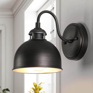 Modern Farmhouse 1 - Light Antique Brushed Black Wall Sconce with Metal Dome Shade - Stu's Home Improvement Outlet