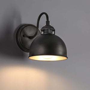 Modern Farmhouse 1 - Light Antique Brushed Black Wall Sconce with Metal Dome Shade - Stu's Home Improvement Outlet